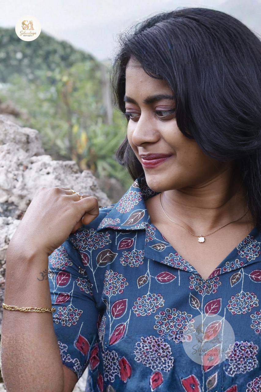 Printed Ocean Flow Cotton Co-Ord Set – Blue