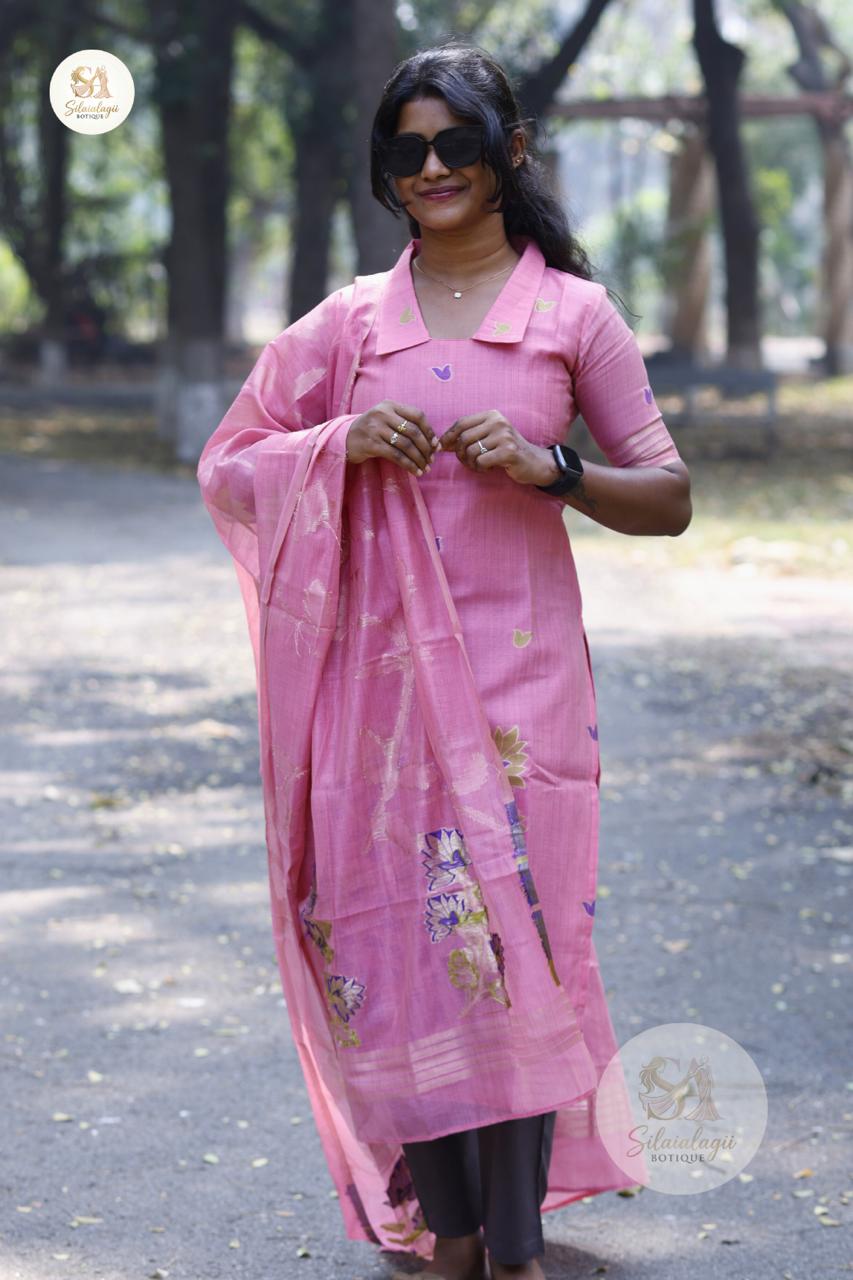 ink Petal Handcrafted Cotton Kurta Set with Dupatta (2)